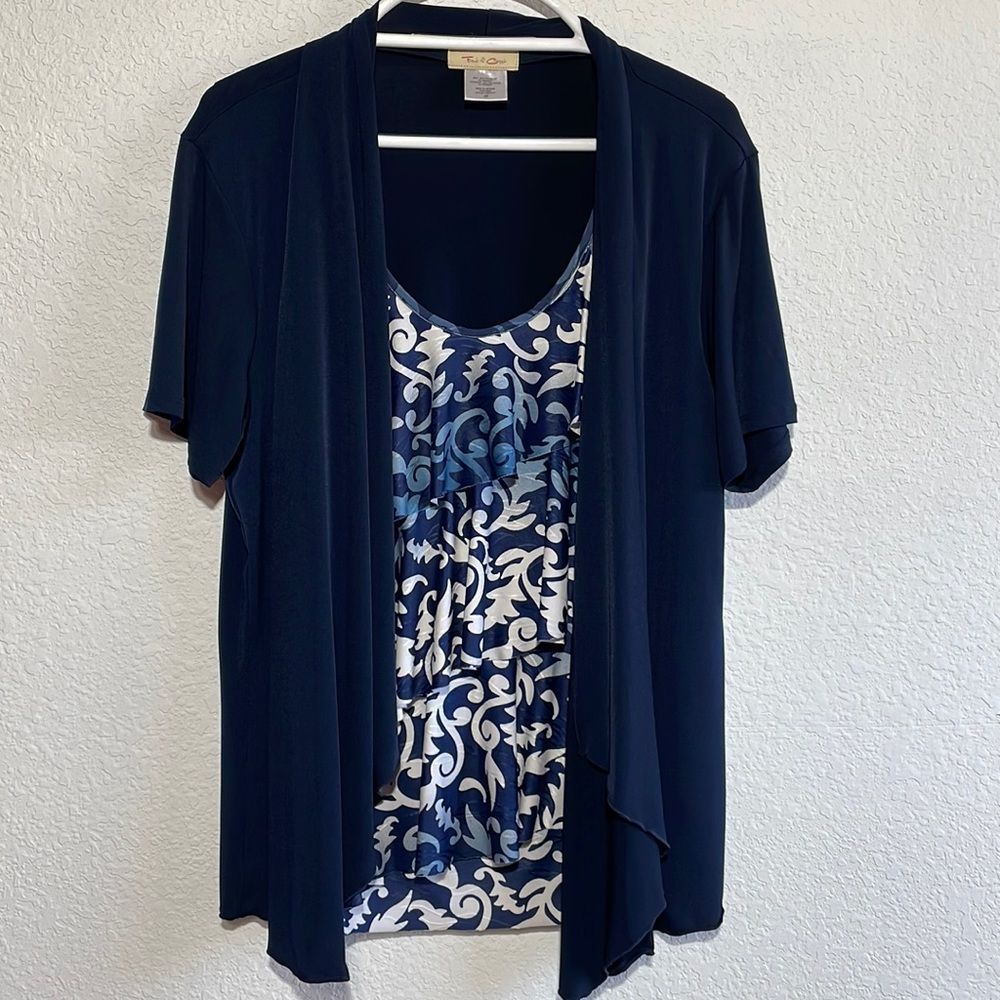 Front of Closet short sleeve open front cardigan with built in cami, 2X